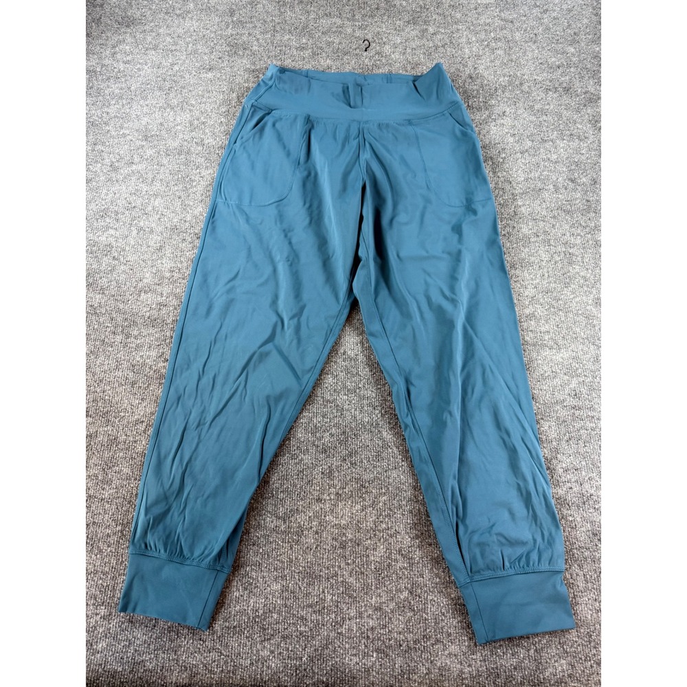 Oalka Womens XL Teal Blue High Waisted Jogger Pants Athletic Yoga Pockets